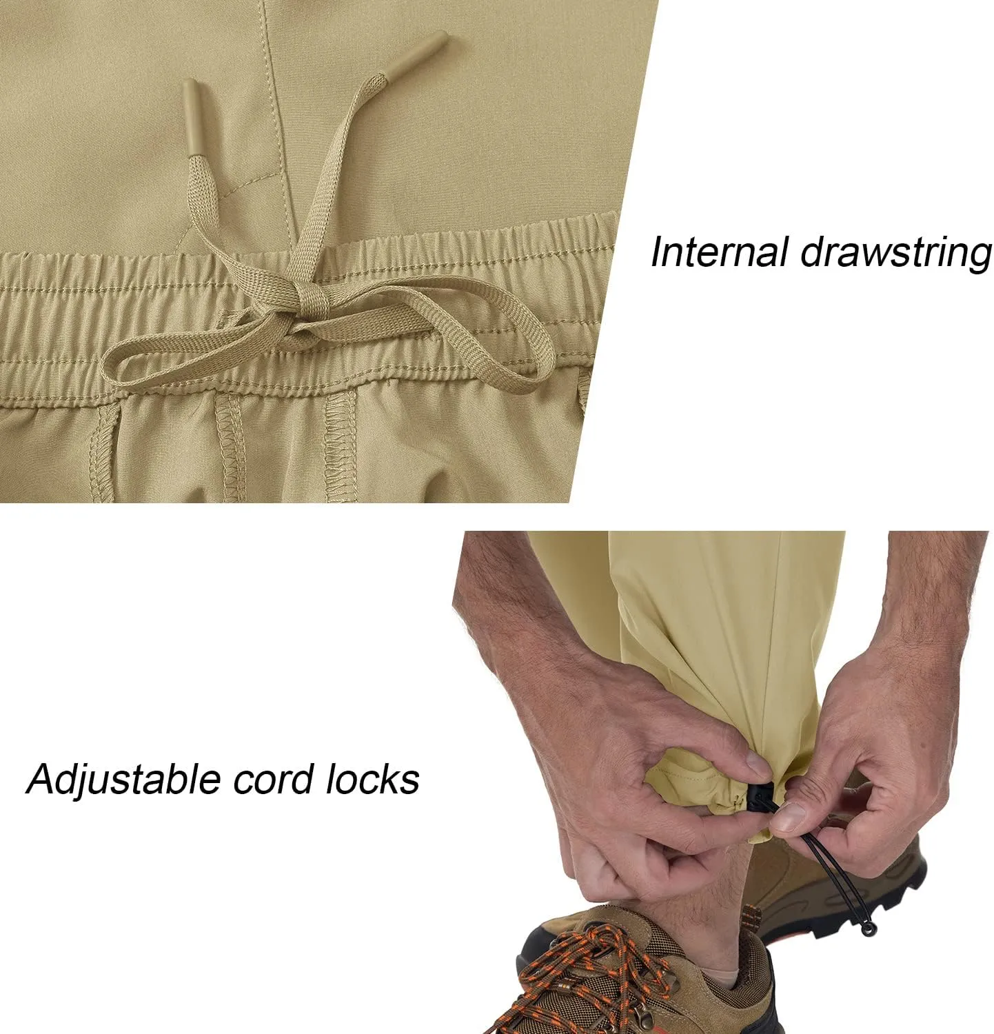 BGOWATU Hiking Pants for Men, Water Resistant Stretch Cargo Pants, Lightweight Quick Dry Outdoor Fishing Pants