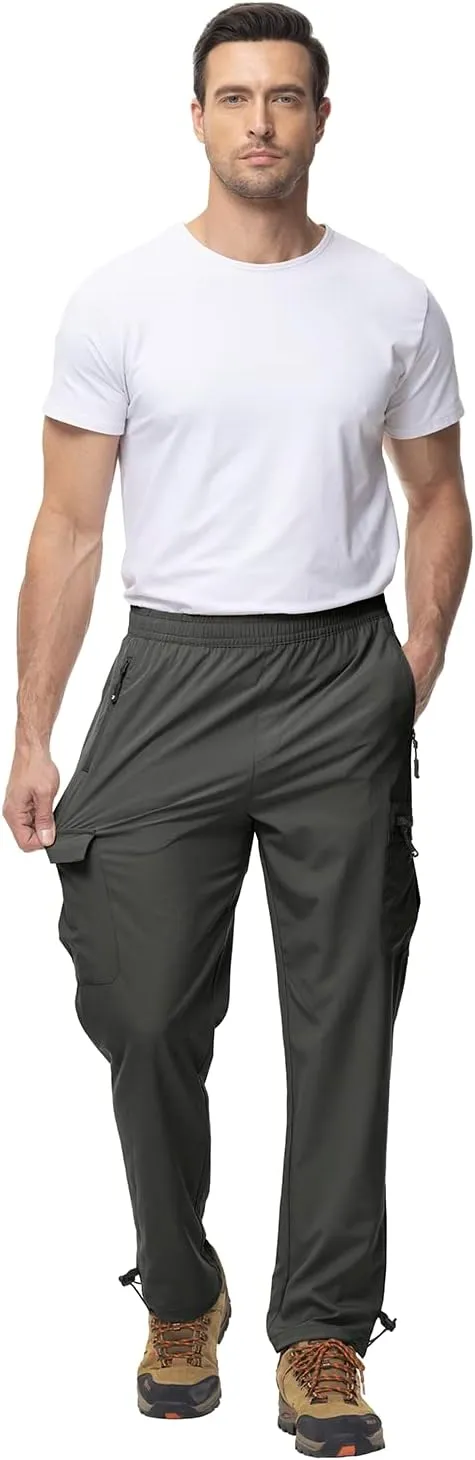 BGOWATU Hiking Pants for Men, Water Resistant Stretch Cargo Pants, Lightweight Quick Dry Outdoor Fishing Pants