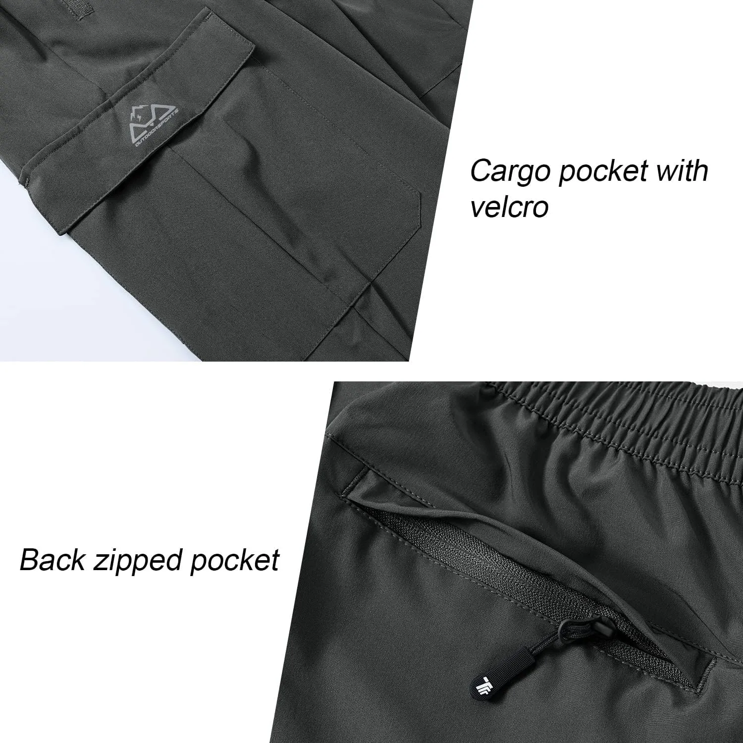 BGOWATU Hiking Pants for Men, Water Resistant Stretch Cargo Pants, Lightweight Quick Dry Outdoor Fishing Pants