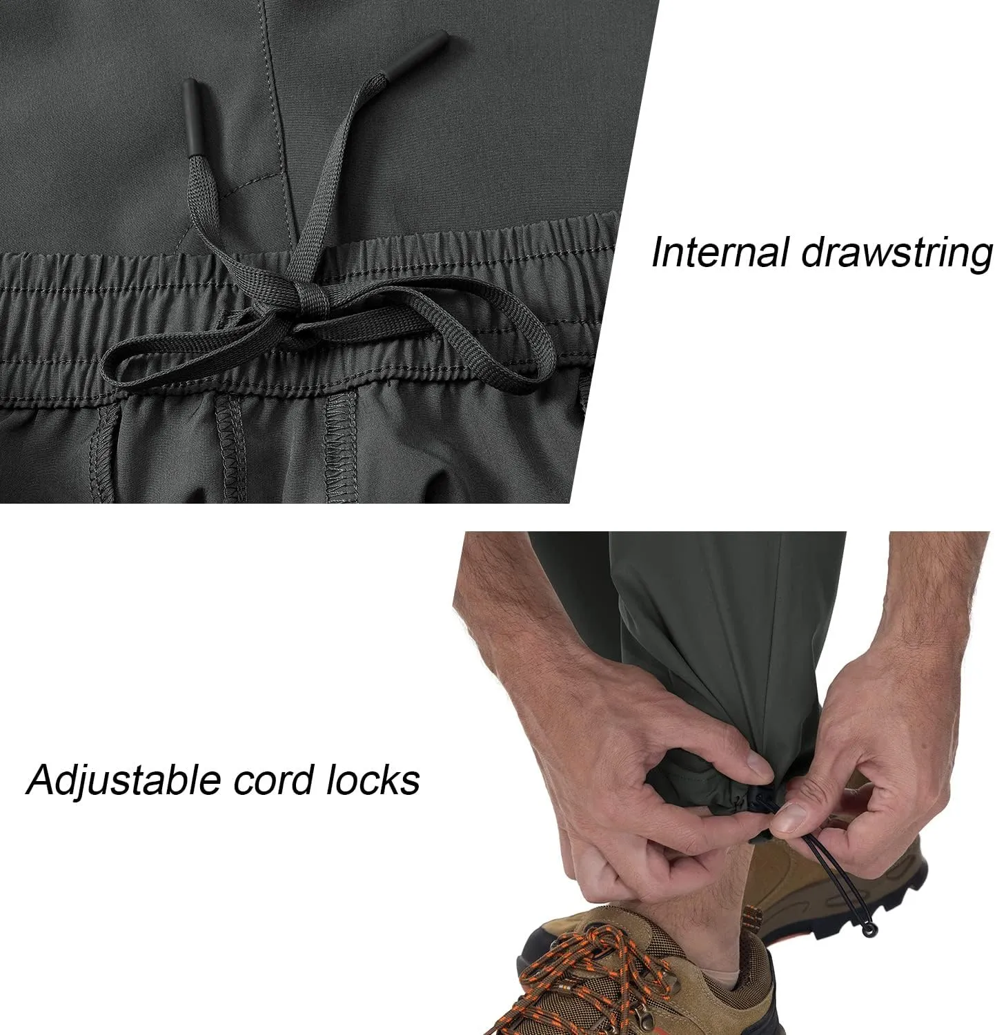 BGOWATU Hiking Pants for Men, Water Resistant Stretch Cargo Pants, Lightweight Quick Dry Outdoor Fishing Pants