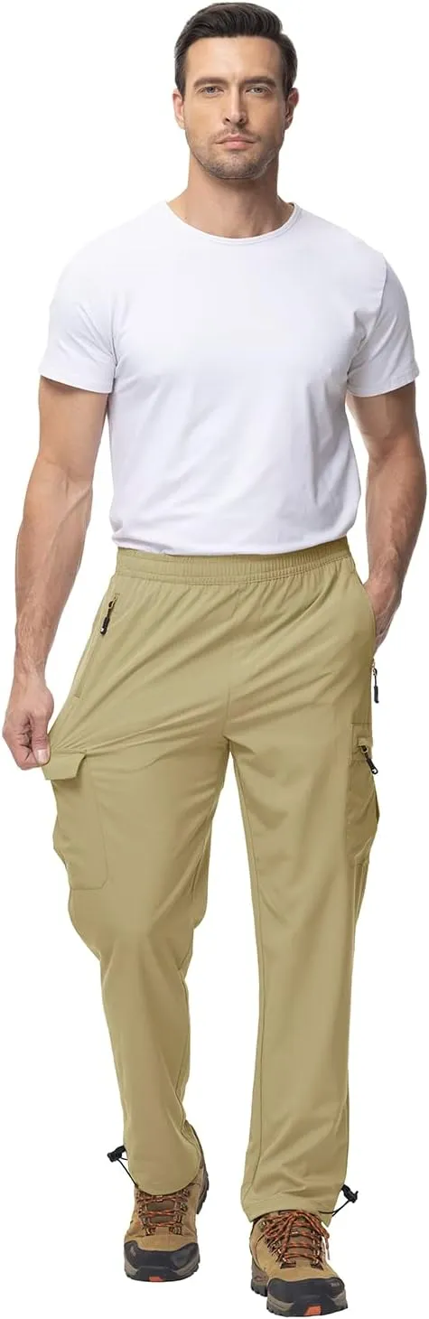 BGOWATU Hiking Pants for Men, Water Resistant Stretch Cargo Pants, Lightweight Quick Dry Outdoor Fishing Pants