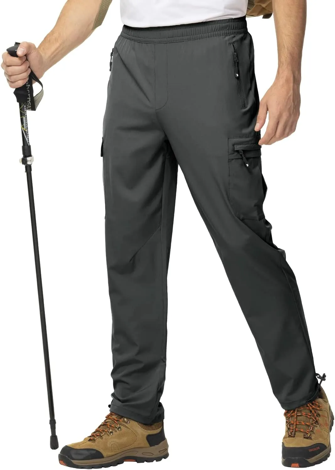 BGOWATU Hiking Pants for Men, Water Resistant Stretch Cargo Pants, Lightweight Quick Dry Outdoor Fishing Pants