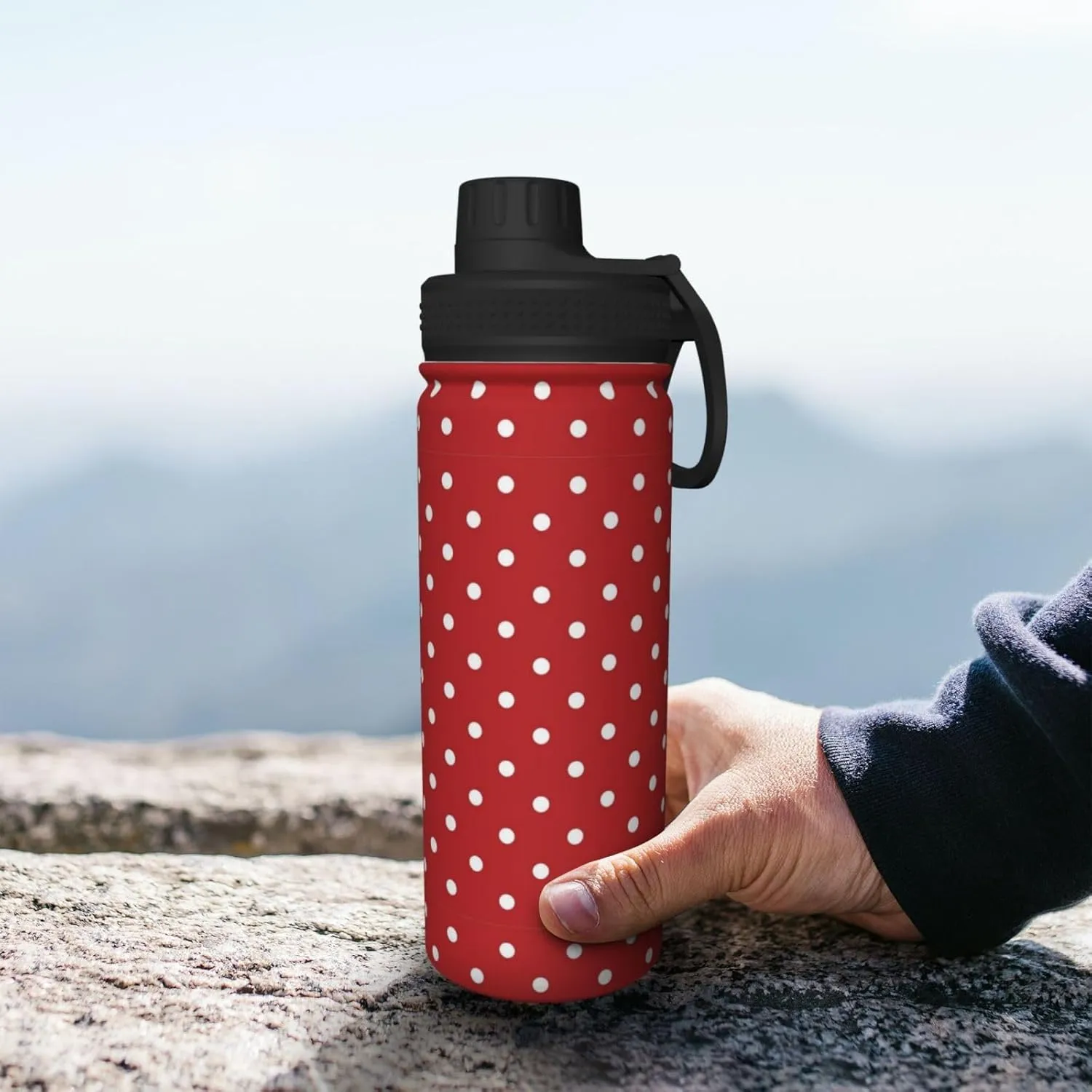 Big White Dot 18oz Sports Insulated Bottle For Outdoor Activities,Your Ideal Companion Staying Hydrated
