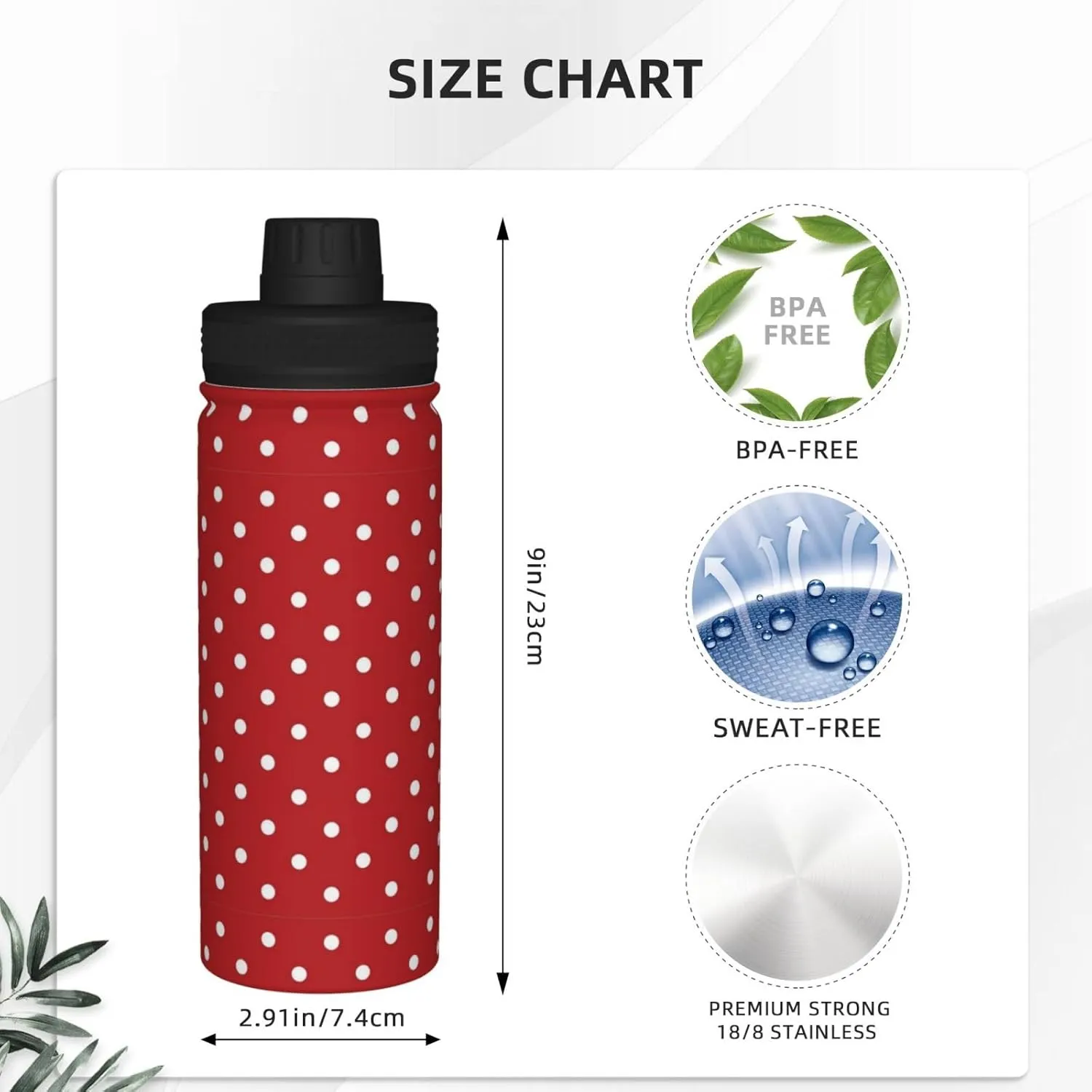 Big White Dot 18oz Sports Insulated Bottle For Outdoor Activities,Your Ideal Companion Staying Hydrated