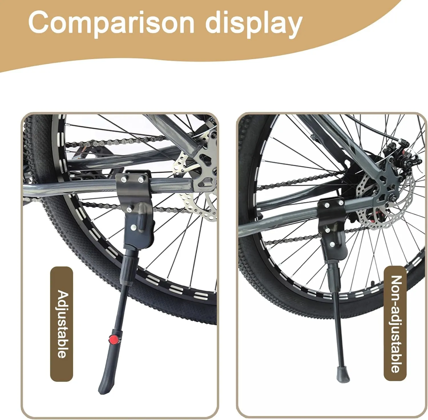 Bike Kickstand for Orbea Alma 2008, Adjustable Bicycle Kickstand, Suit Mountain Bike, Concealed Spring-Loaded Latch, Aluminum Rear Side Bicycle Stand,A