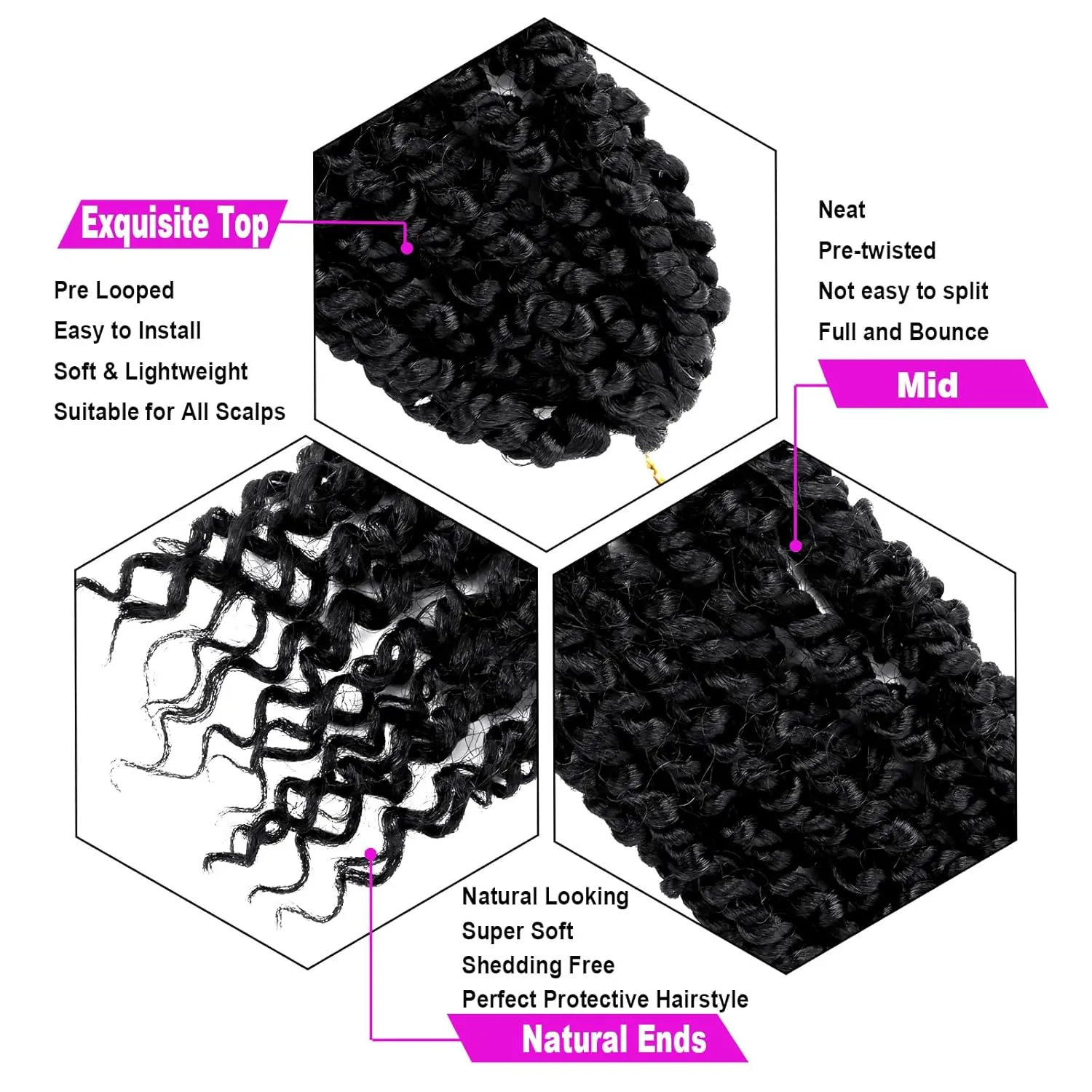 Bileaf Pre-twisted Passion Twist Crochet Hair 10 Inch 8 Packs Crochet Passion Twist, Pre Looped Short Passion Twist Hair Crochet Braids Bohemian Crochet Hair for Women and Kids #1