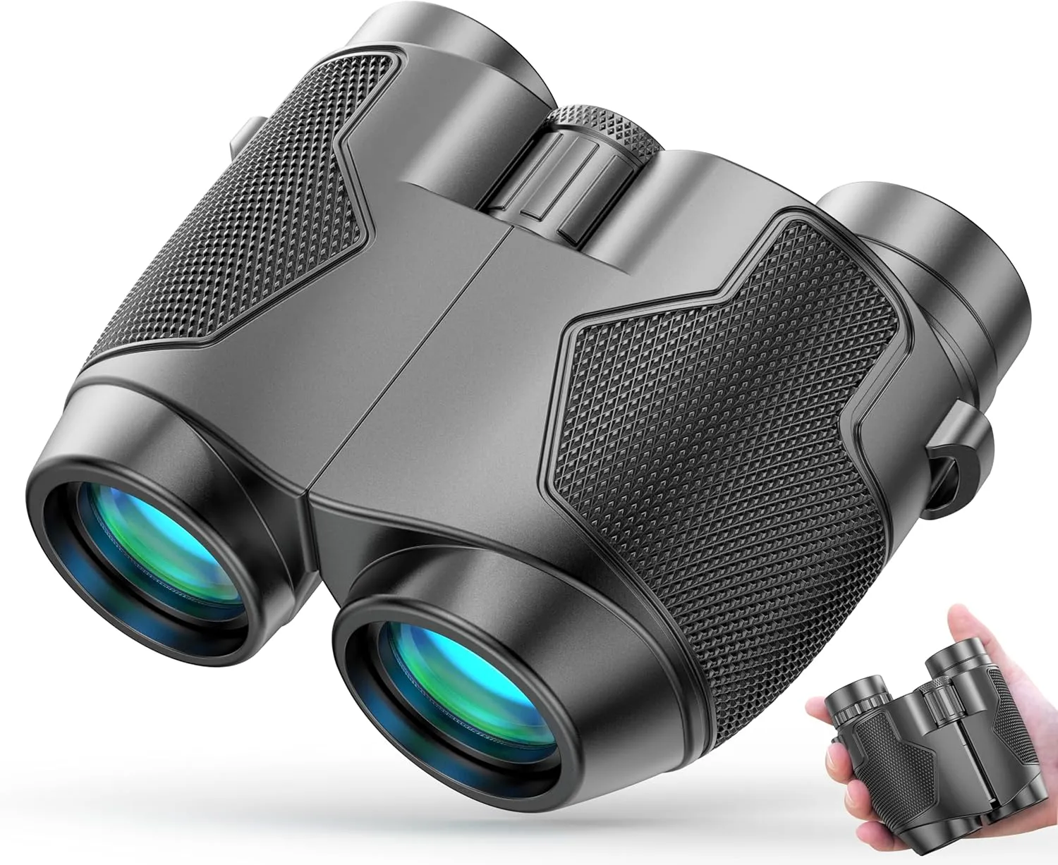 Binoculars 12x25 for Adults and Kids Low Light Vision Binoculars Compact Binocular Large Eyepiece Waterproof Binocular Wide Field of View for Bird Watching,Hiking,Hunting,Concert with Carrying Bag