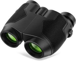 Binoculars 12x25 for Adults and Kids Night Vision Binoculars Compact Large Eyepiece Waterproof Binocular Easy Focus Wide Field of View & Long Eye Relief for Bird Watching,Hiking,Concert
