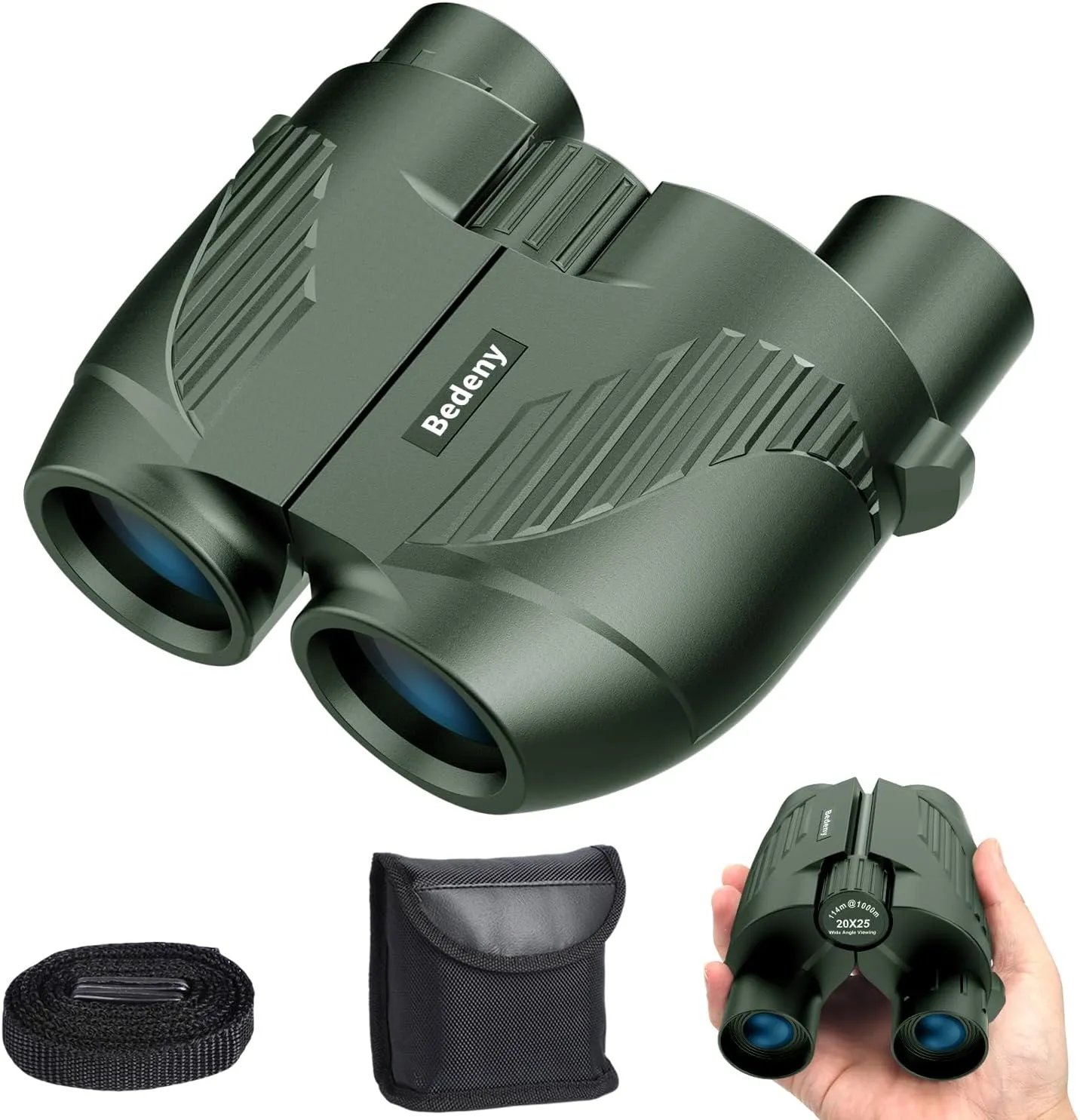 Binoculars 20x25 for Adults and Kids, High Power Easy Focus With Low Light Vision, Compact for Bird Watching and Travel, Green