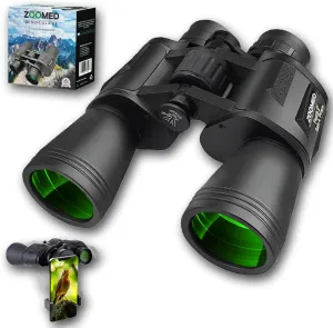 Binoculars with Phone Bracket Adapter, Militar, 20x50, Adults, High Power Waterproof with Low Light Night Vision for Hunting, Travel, Games, Bird, Carrying Case Strap.