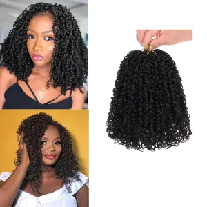 Black Yanky Twist Crochet Hair 14 Inch 8 Packs Passion Twist Crochet Braids 30 Strands/Pcs Bohemian Spring Twists Hair Short Senegalese Twist Crochet Hair Extensions For Black Women (1B#)