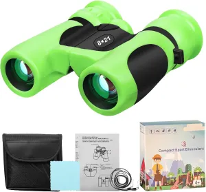 BLACKICE Binoculars for Kids, High-Resolution 8x21, Kids Binoculars Gift Set for Boys & Girls, Shockproof & Compact for Bird Watching, Travel, Hiking, Camping, Hunting, Children Outdoor Gear (Green)