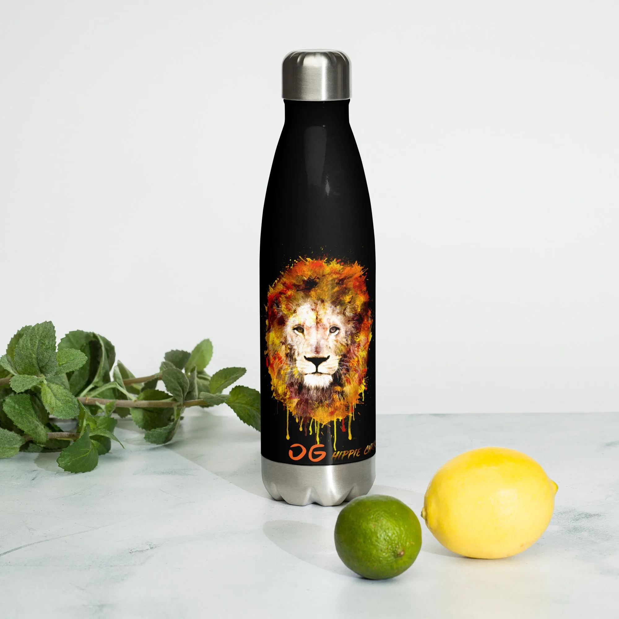 Black/White Stainless Steel Water Bottle