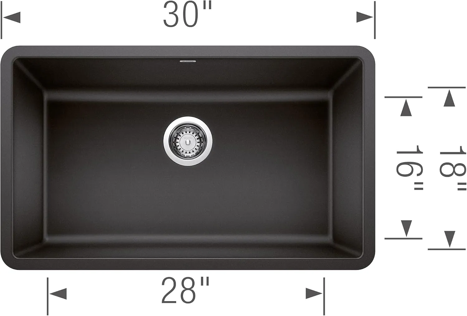 BLANCO 442534 Precis Single Bowl-Anthracite 30" Kitchen Sink
