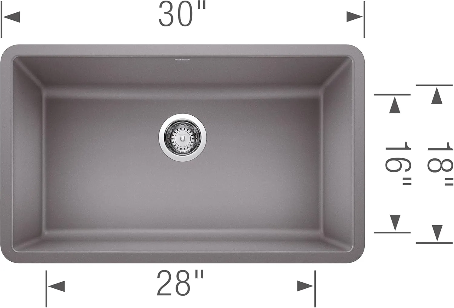 BLANCO 442536 Precis Single Bowl-Metallic Gray 30" Kitchen Sink
