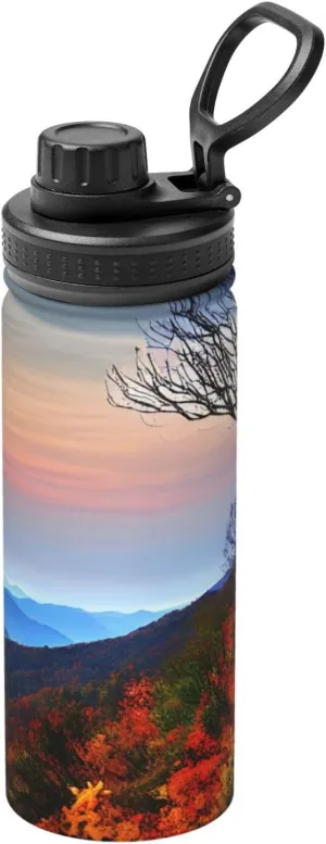 Blue Ridge Mountains 18 oz Sports Insulated Stainless Steel Water Bottle - Robust 304 Steel and Double-Layer Insulation, Ideal for Outdoor Sports