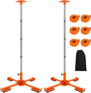 Boat Cover Support Poles Heavy Duty 2 Pack, 16” to 59” Stainless Steel Pontoon Boat Cover Support with Metal Cross Base, Adjustable Strap - Orange