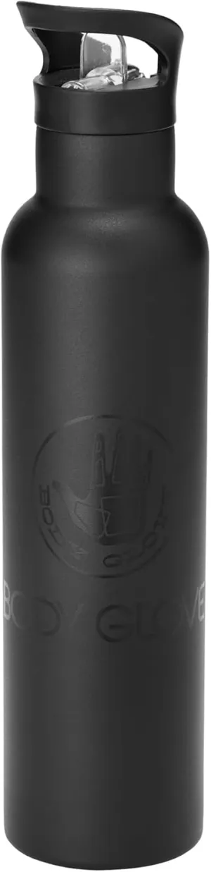 BODY GLOVE 25oz Stainless Steel Vacuum Insulated Water Bottle with Straw and Flip Lid, Thermal Flask for Sports, Work, School (BLACK/25oz)