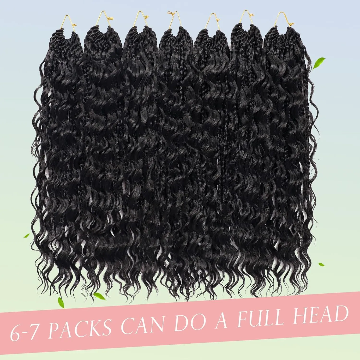 Boho Box Braids Crochet Hair or Black Women 24 Inch 7 Packs Goddess Box Braids Crochet Hair with Curly Ends Pre Looped Bohomian Synthetic Crochet Braiding Hair Extensions (1b)