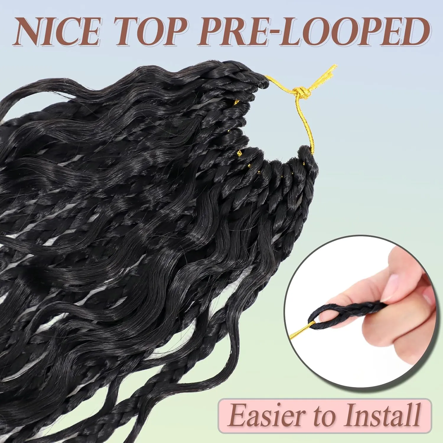 Boho Box Braids Crochet Hair or Black Women 24 Inch 7 Packs Goddess Box Braids Crochet Hair with Curly Ends Pre Looped Bohomian Synthetic Crochet Braiding Hair Extensions (1b)