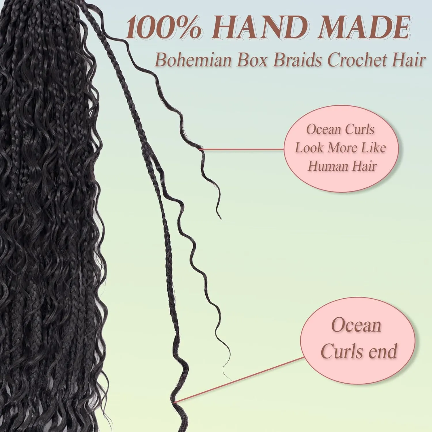 Boho Box Braids Crochet Hair or Black Women 24 Inch 7 Packs Goddess Box Braids Crochet Hair with Curly Ends Pre Looped Bohomian Synthetic Crochet Braiding Hair Extensions (1b)