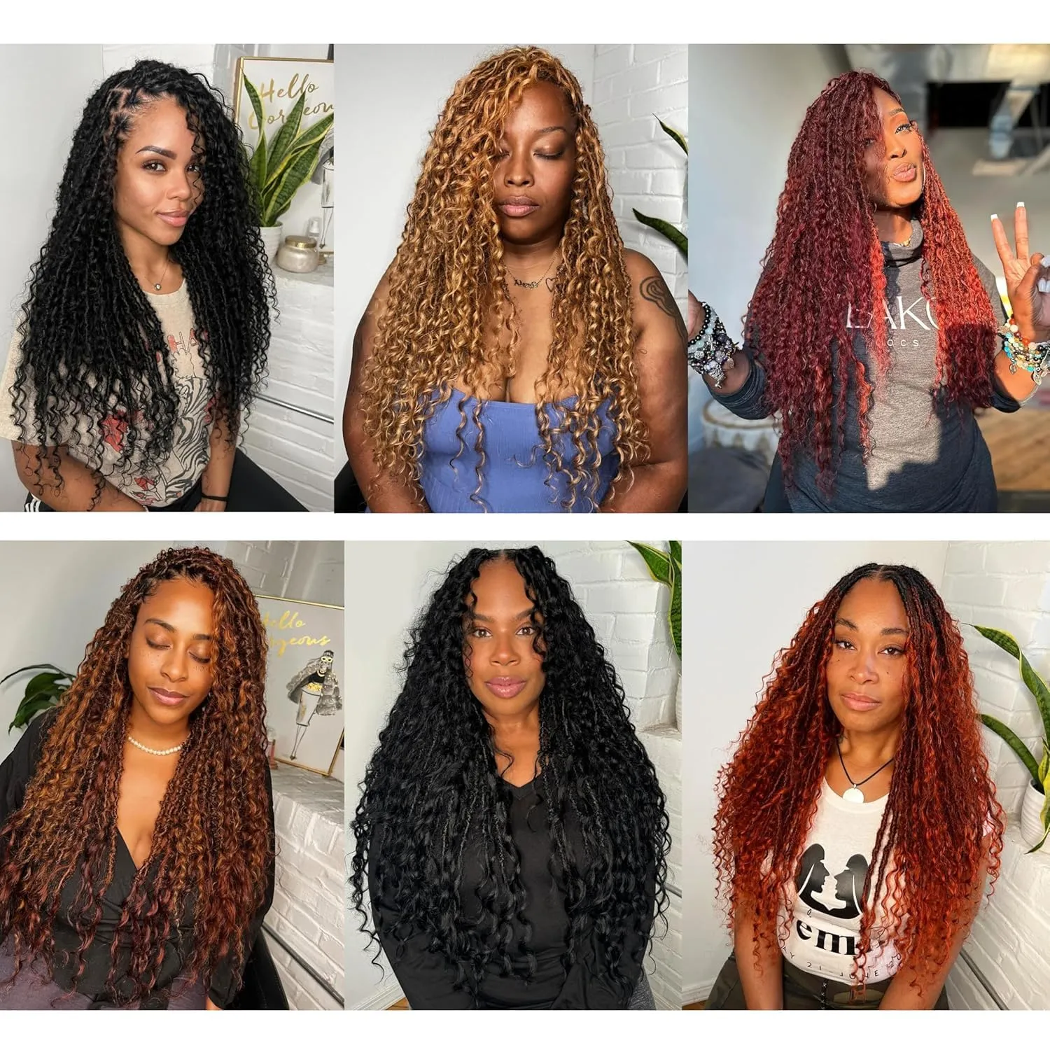 Boho Faux Locs With Curly Pure Protein Fiber Close to Human Hair Curls 24 Inch Pre-Looped Crochet Goddess Faux Locs Bohemian Loc Crochet Hair For Women(24Inch T350)