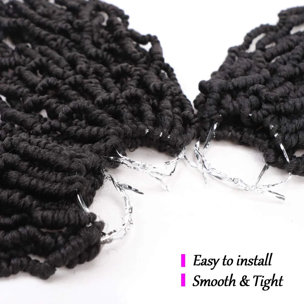 Bomb Twist Crochet Hair 5 Packs Spring Twist Hair 14 Inch Pretwisted Braids Mini Passion Twist Crochet Hair Senegalese Synthetic Kinky Braiding Hair Extension for Women(18Strands/Pack, 1B#)