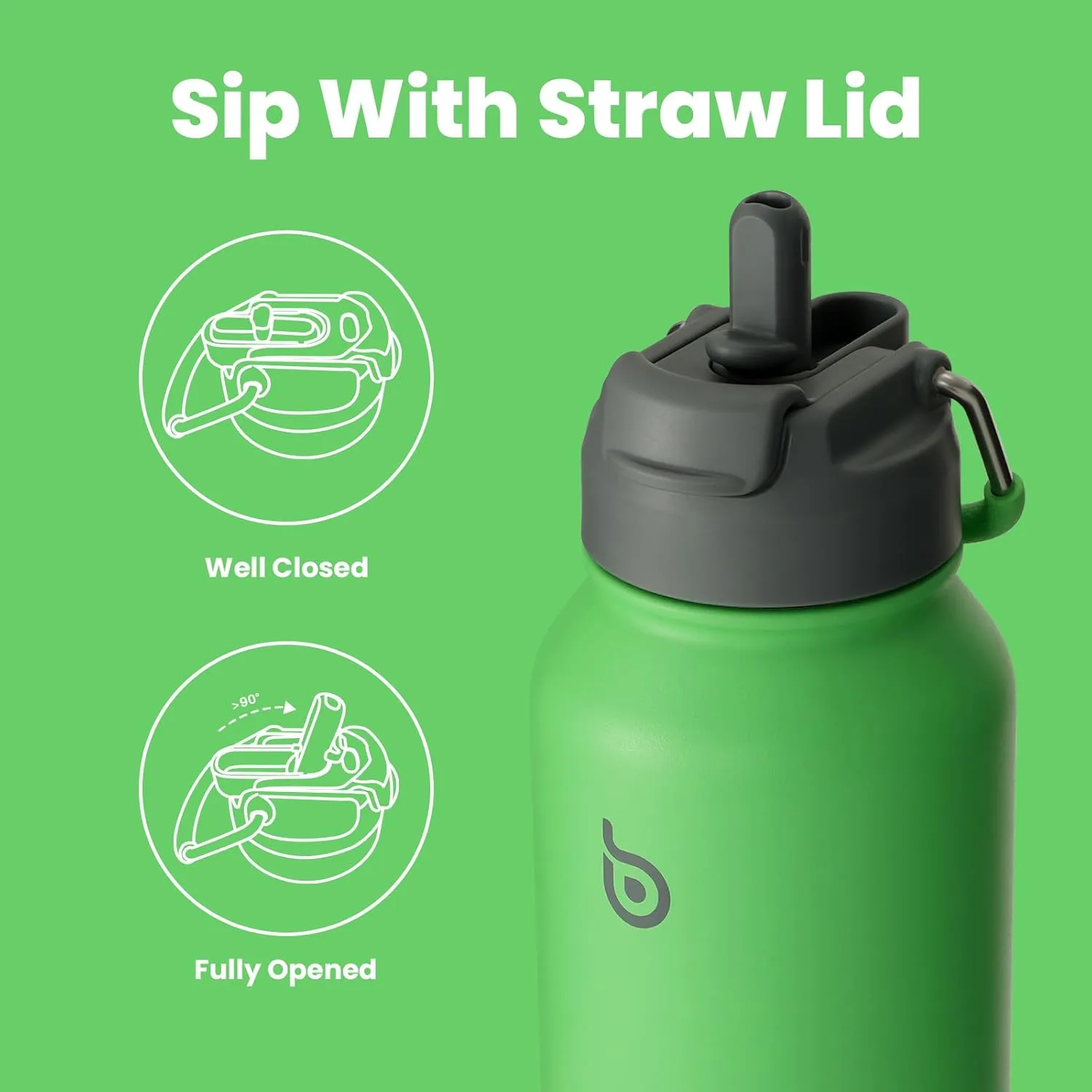 BOTTLE BOTTLE 32oz Insulated Water Bottle Stainless Steel Sport Water Bottle with Straw Dual-use Lid Design for Gym with Pill Box