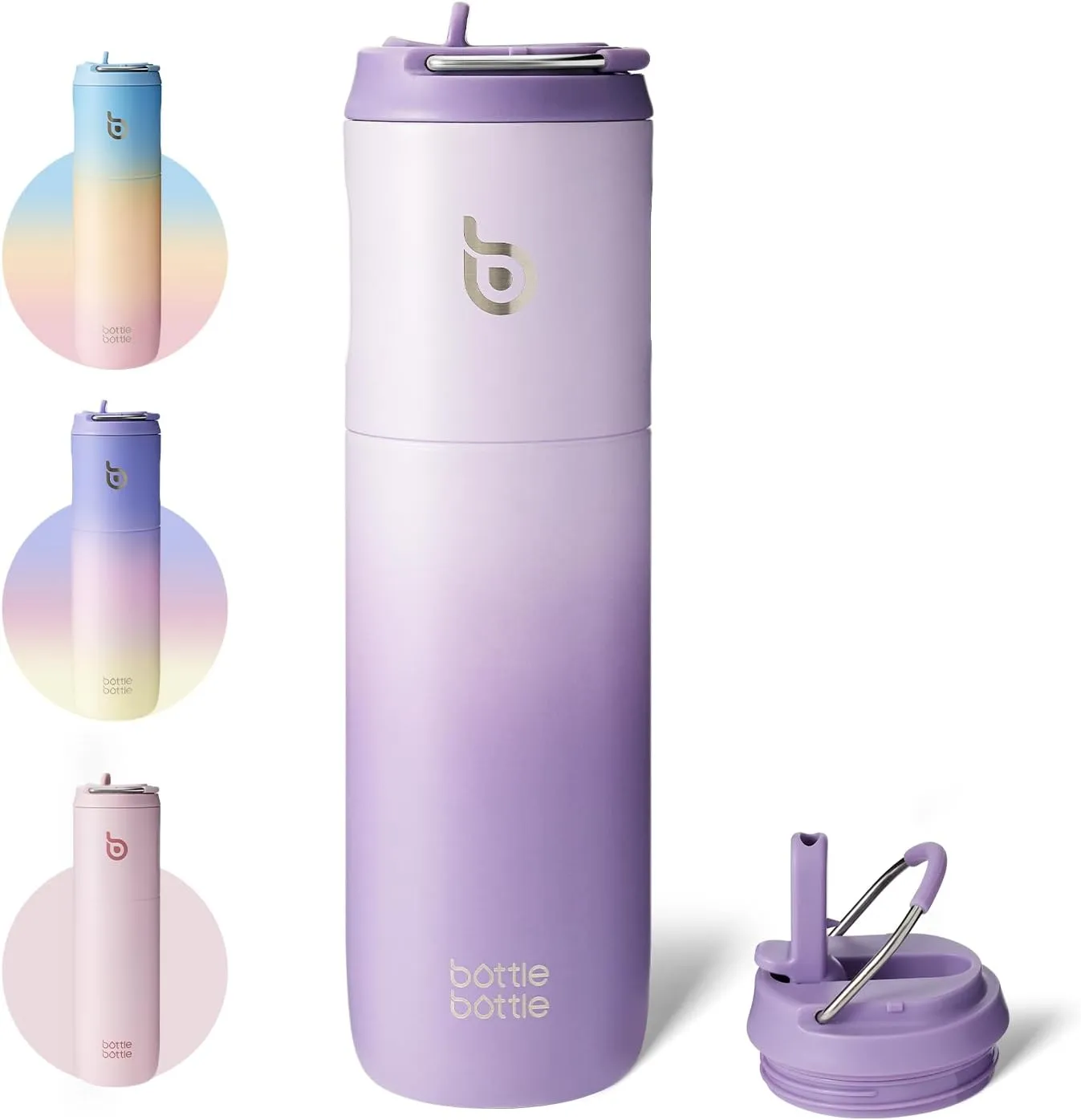 BOTTLE BOTTLE Insulated Water Bottle 24oz with Straw Lid and Handle for Sports Travel Gym Stainless Steel Water Bottles Double-Wall Vacuum Metal Leak Proof BPA-Free