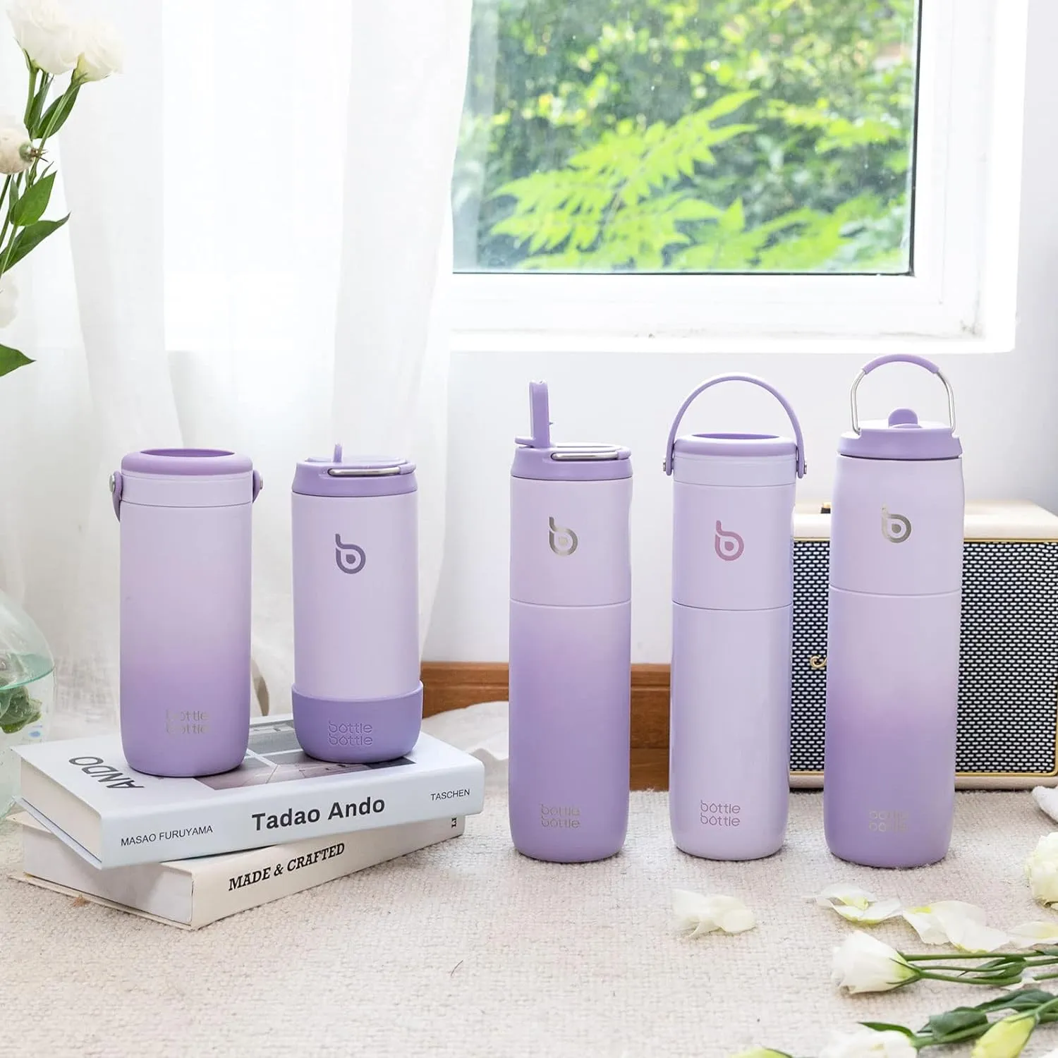 BOTTLE BOTTLE Insulated Water Bottle 24oz with Straw Lid and Handle for Sports Travel Gym Stainless Steel Water Bottles Double-Wall Vacuum Metal Leak Proof BPA-Free