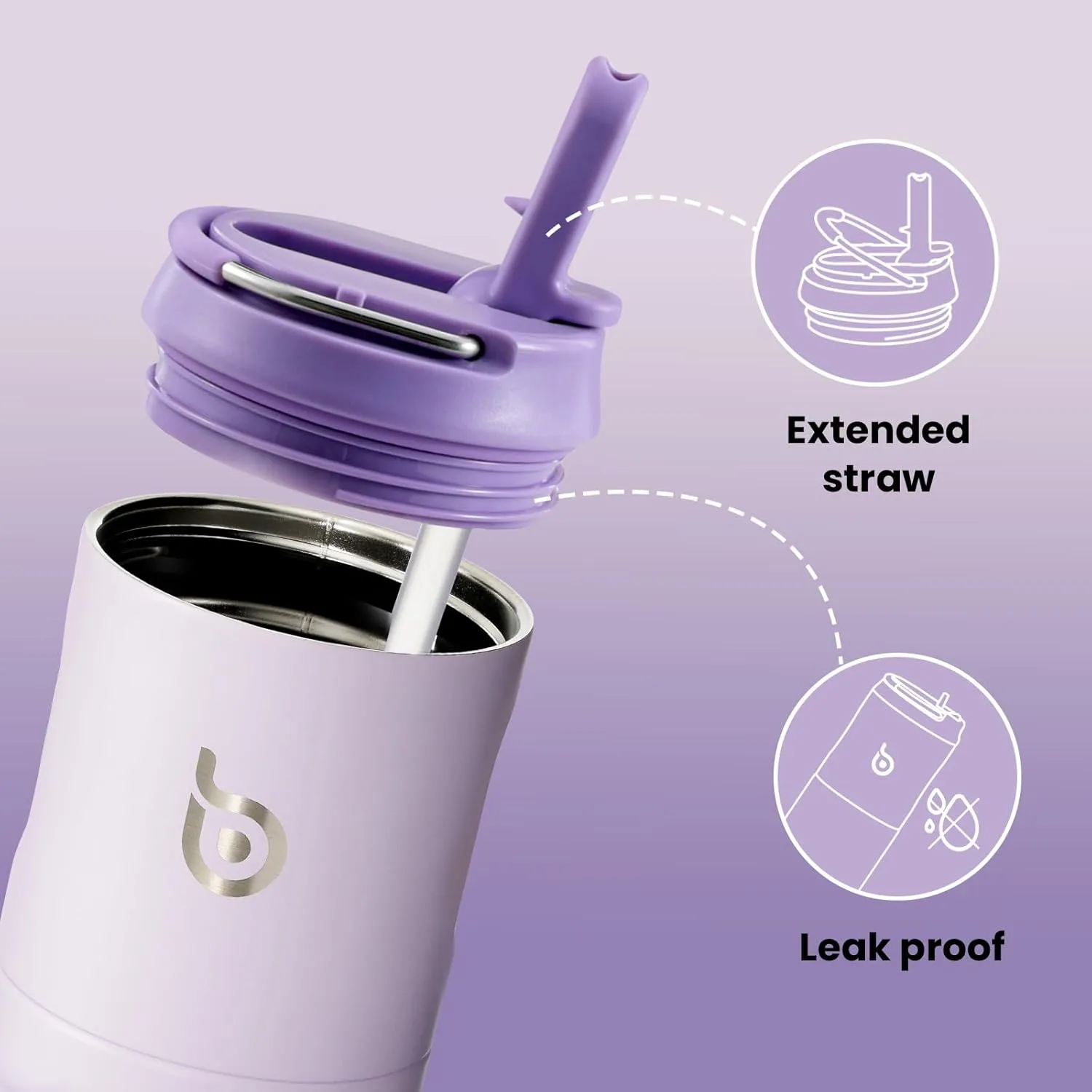 BOTTLE BOTTLE Insulated Water Bottle 24oz with Straw Lid and Handle for Sports Travel Gym Stainless Steel Water Bottles Double-Wall Vacuum Metal Leak Proof BPA-Free