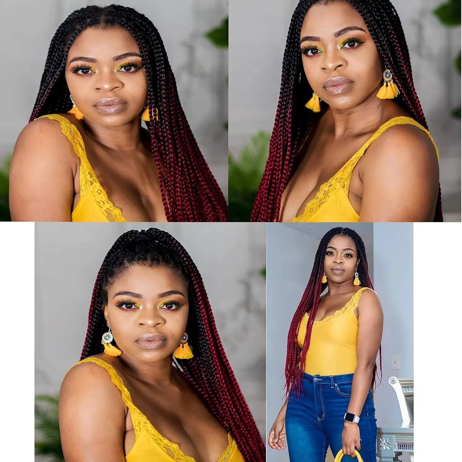 Box Braids Crochet Hair 22Inch 6Packs Crochet Hair Pre-looped Synthetic Ginger Crochet Braid Crochet Box Braids for Black Women(1B/350, 22inch)