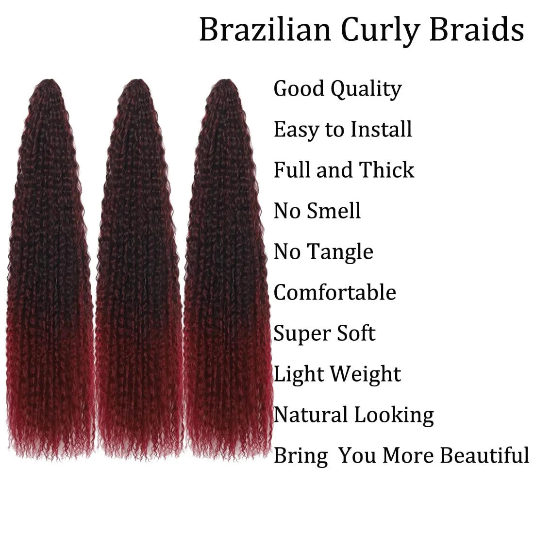 Brazilian Curly Braids Crochet Twist Hair 30inches 3Packs Afro Kinky Curly Braiding Hair Extensions Deep Curly Crochet Hair Synthetic Water Wave Braid Hair(30Inch,1B/Bug)