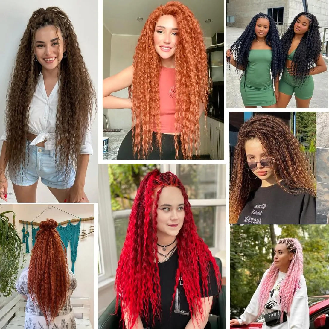 Brazilian Curly Braids Crochet Twist Hair 30inches 3Packs Afro Kinky Curly Braiding Hair Extensions Deep Curly Crochet Hair Synthetic Water Wave Braid Hair(30Inch,LBlue)