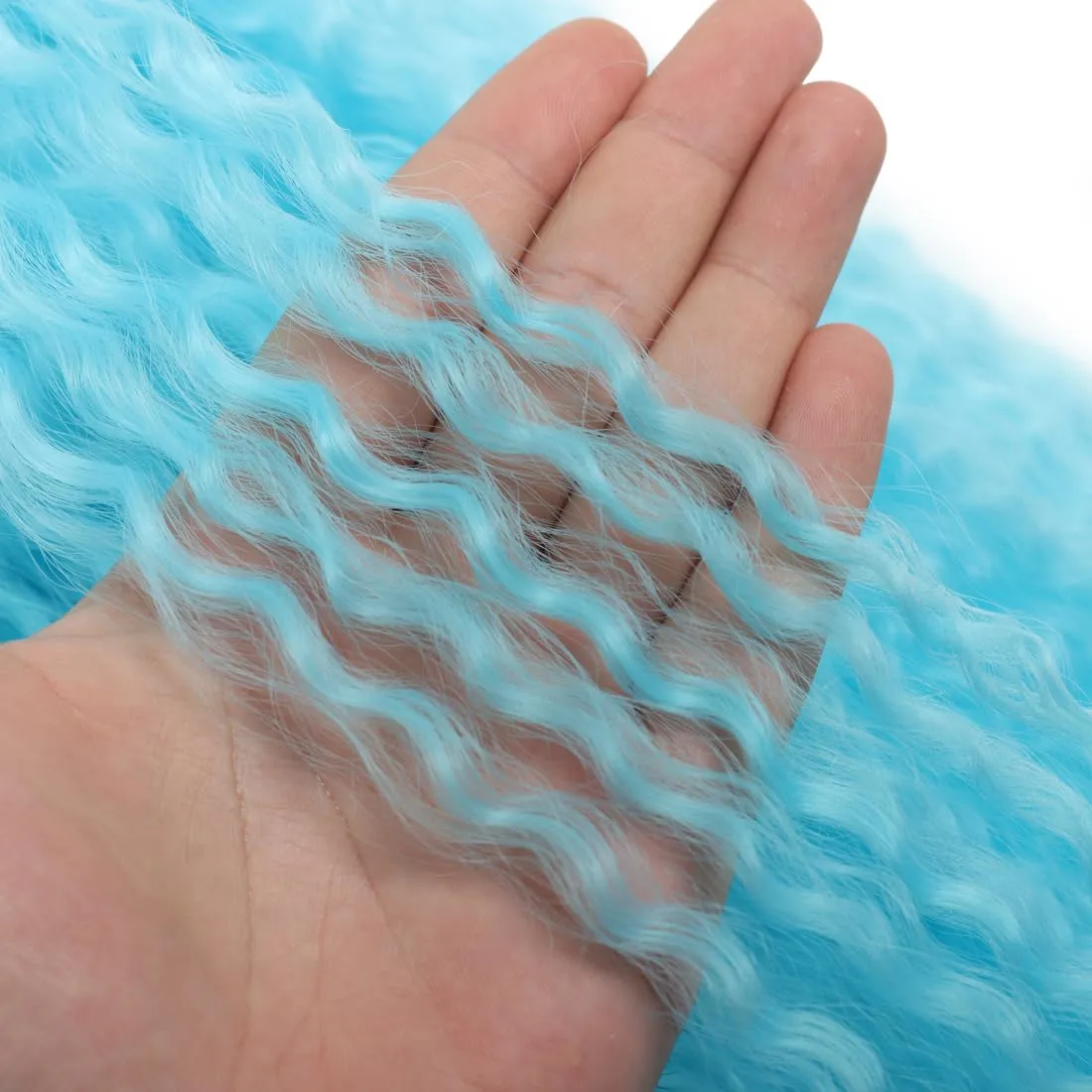 Brazilian Curly Braids Crochet Twist Hair 30inches 3Packs Afro Kinky Curly Braiding Hair Extensions Deep Curly Crochet Hair Synthetic Water Wave Braid Hair(30Inch,LBlue)