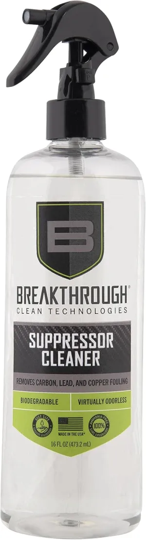 Breakthrough Clean Suppressor Cleaner - Heavy Carbon and Lead Remover - Perfect for Handguns and Rifle Suppressors with Aluminum Stainless-Steel or Titanium-Based 16oz Spray Bottle - Made in America