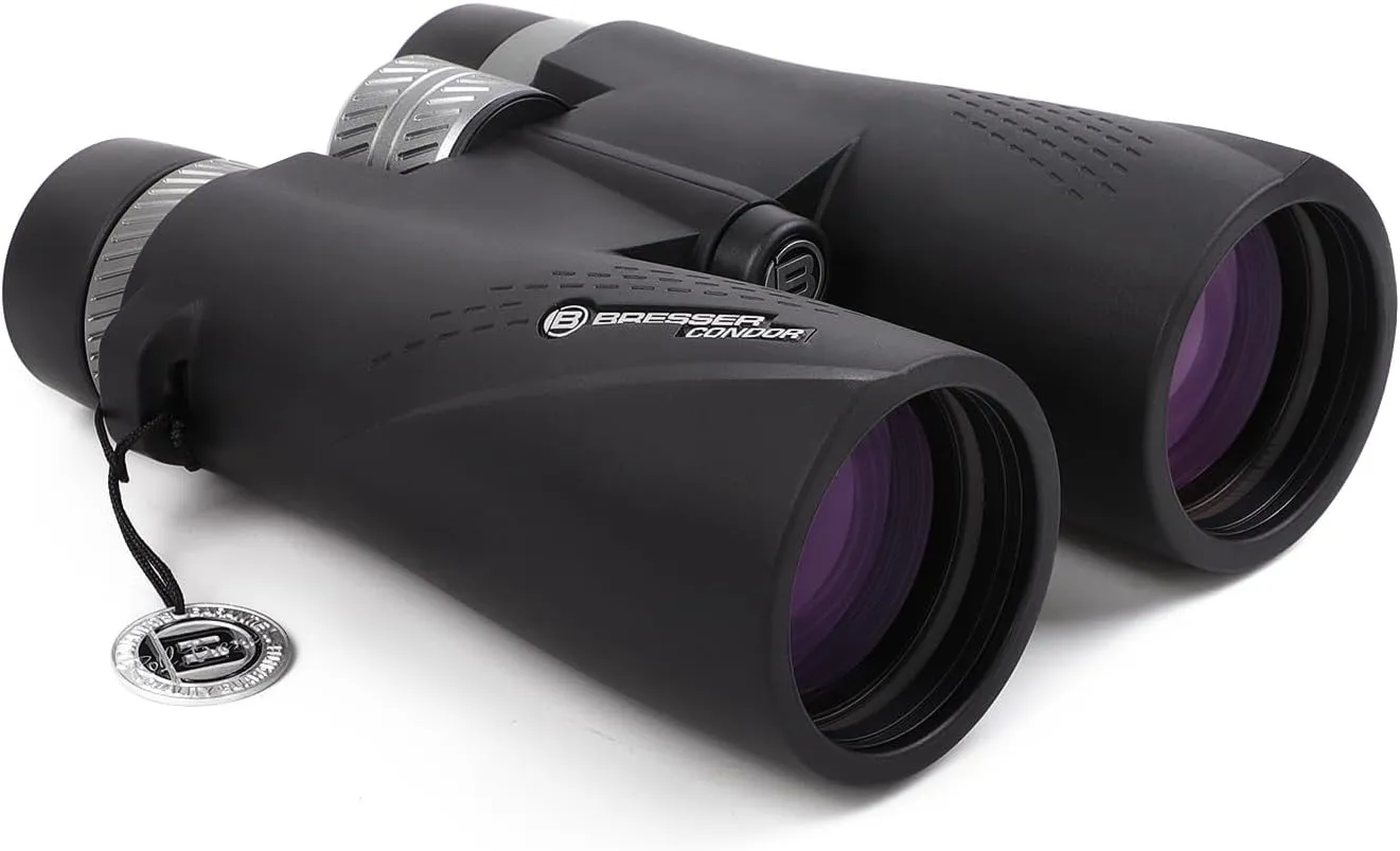 BRESSER 10x50 Binoculars for Adults High Powered with HD Optical System, FMC Green Film BAK4 Prism, Non-Slip Grip, Waterproof, Fogproof, Shockproof for for Hunting Bird Watching Travel Football Games