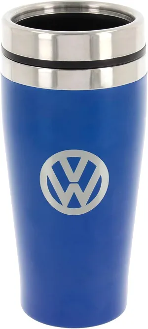 BRISA VW Collection - Insulated Stainless Steel Thermo Drinking Cup in VW Logo Design, Double-Walled (450ml/15.2 fl oz/Blue)