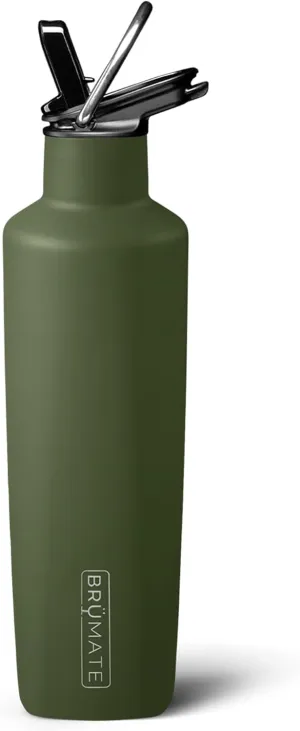 BrüMate ReHydration Mini Kids Water Bottle | 100% Leakproof Insulated Water Bottle for Kids with Straw | Stainless Steel Water Canteen | Perfect Kids Water Bottle for School | 16oz (OD Green)