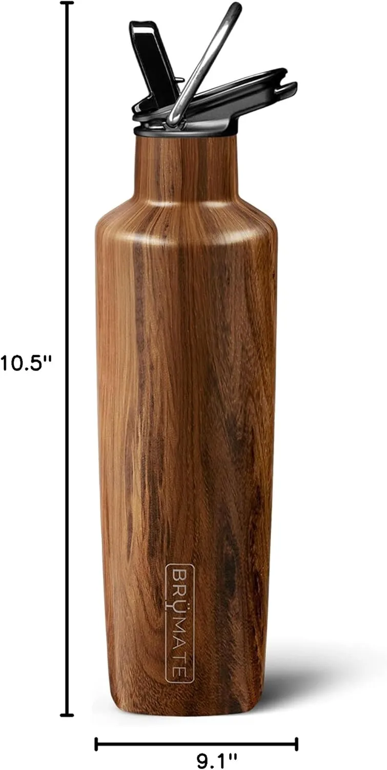 BrüMate ReHydration Mini Kids Water Bottle | 100% Leakproof Insulated Water Bottle for Kids with Straw | Stainless Steel Water Canteen | Perfect Kids Water Bottle for School | 16oz (Walnut)