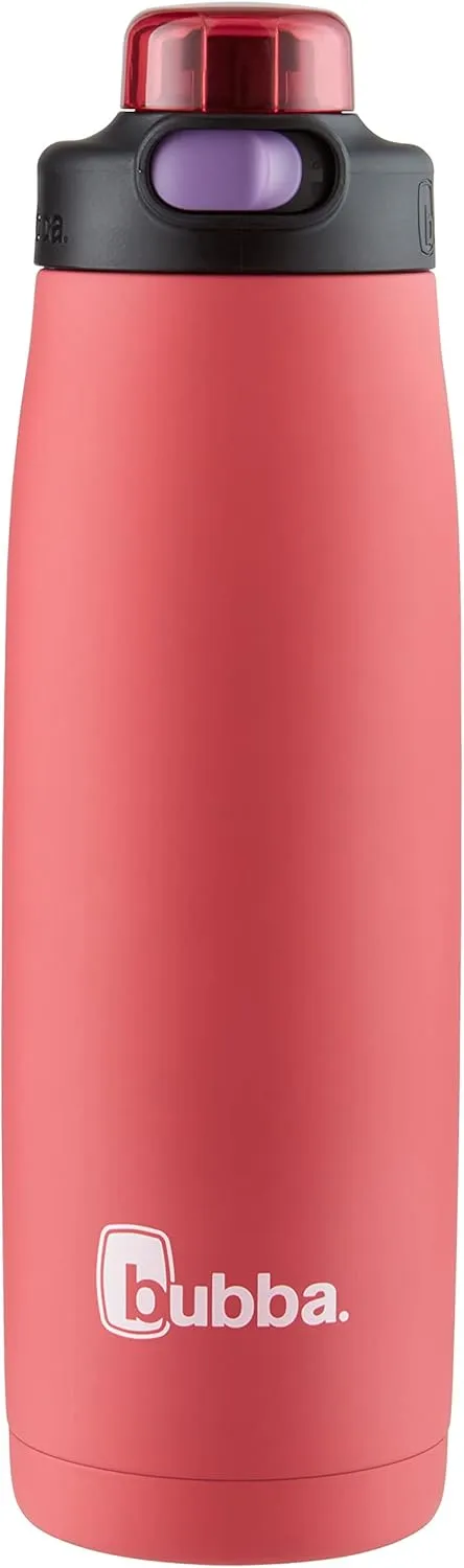 Bubba Radiant Stainless Steel Water Bottle with Push-Button Chug Lid 24oz., Electric Berry Rubberized