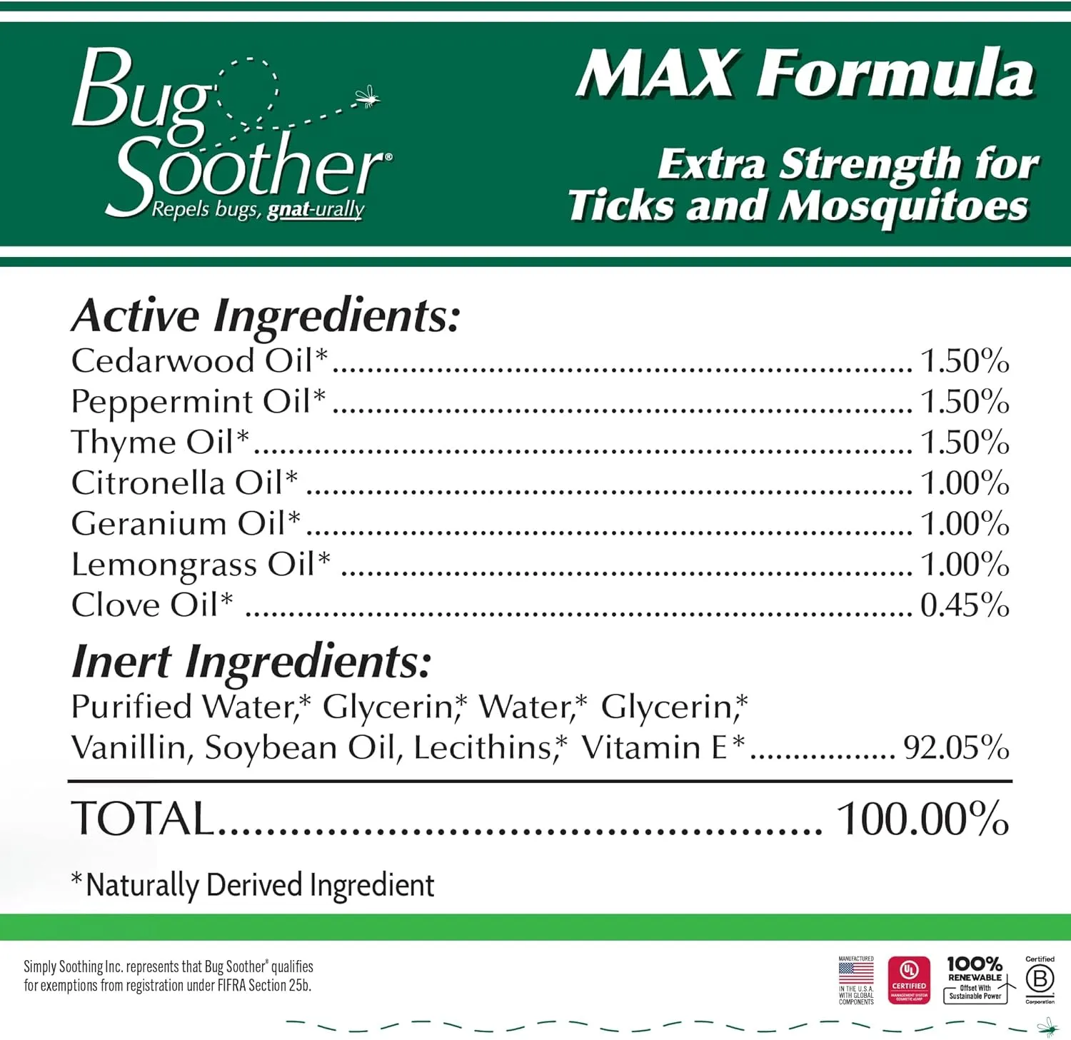 Bug Soother MAX - Extra Strength Natural Gnat, Tick, and Mosquito Repellent, 2 Pack 8 fl oz w/Free 1 oz. DEET-Free Bug Spray Deterrent - Safe for Adults & Environment - Made in USA