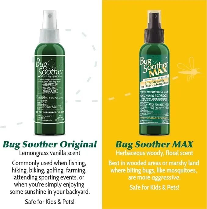 Bug Soother Max - Extra Strength Natural Gnat, Tick, and Mosquito Repellent, 4 fl oz Bug Spray Deterrent - DEET-Free - Safe for Adults & The Environment - Made in USA
