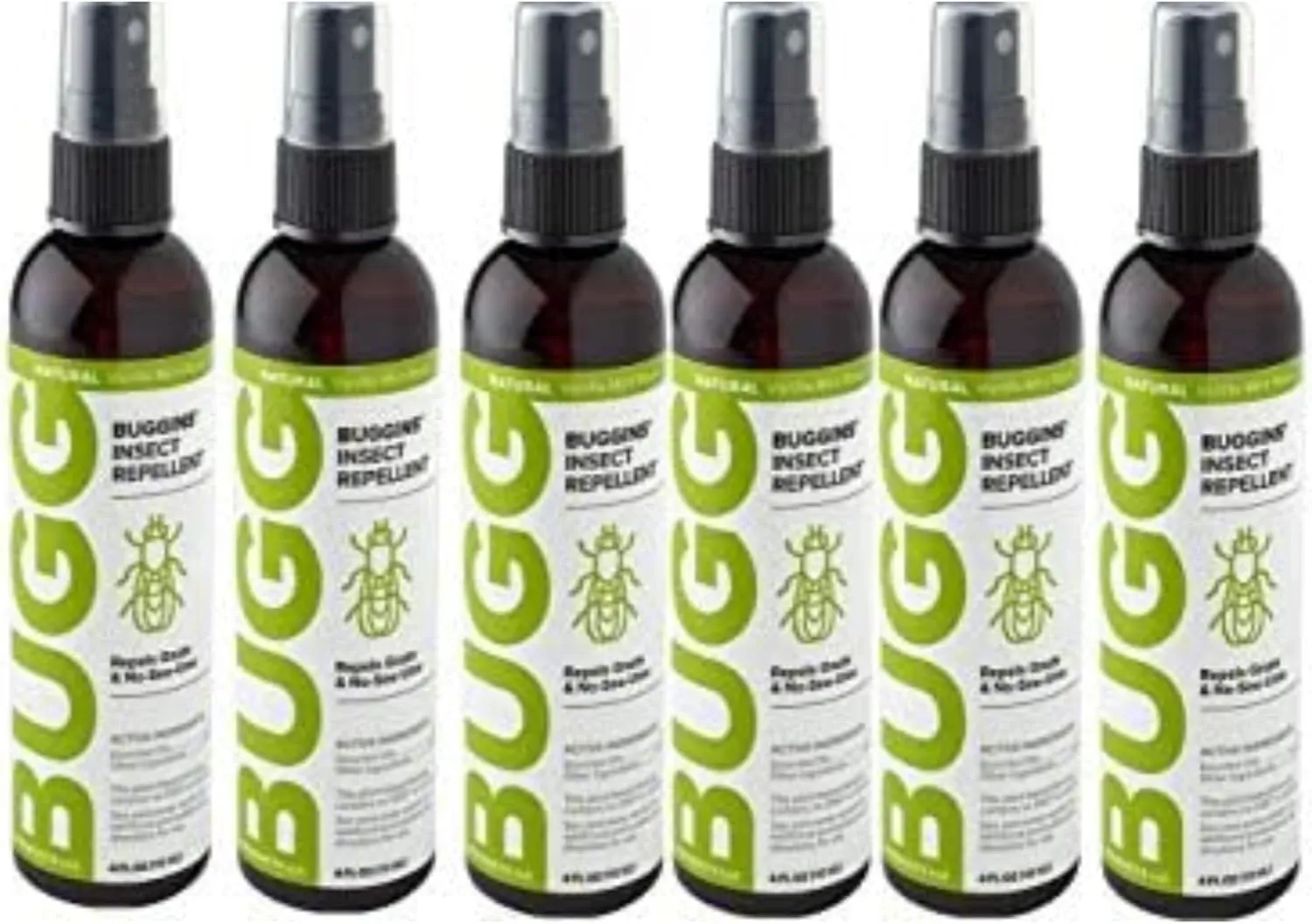 BUGGINS Original - Insect Repellent - Mosquitoes & Gnats, DEET Free, Non-Greasy - 4 oz Pump Spray Bottle - 6 Pack