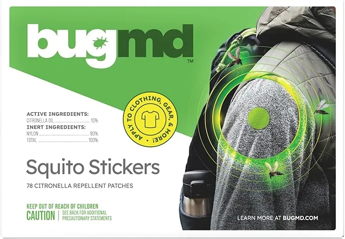 BugMD Squito Stickers Mosquito Repellent Patch Stickers for Adults (234 Stickers), Safe & Effective Insect Repellent Patches for Toddlers, Kids, Camping, Beach & Outdoor Essentials