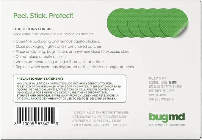 BugMD Squito Stickers Mosquito Repellent Patch Stickers for Adults (234 Stickers), Safe & Effective Insect Repellent Patches for Toddlers, Kids, Camping, Beach & Outdoor Essentials