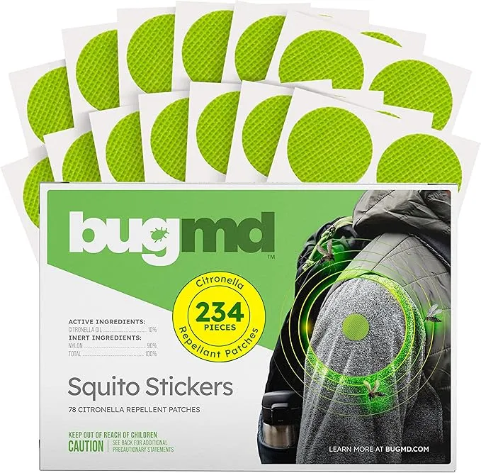 BugMD Squito Stickers Mosquito Repellent Patch Stickers for Adults (234 Stickers), Safe & Effective Insect Repellent Patches for Toddlers, Kids, Camping, Beach & Outdoor Essentials