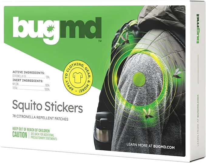 BugMD Squito Stickers Mosquito Repellent Patch Stickers for Adults (78 Stickers), Safe & Effective Insect Repellent Patches for Toddlers, Kids, Camping, Beach & Outdoor Essentials