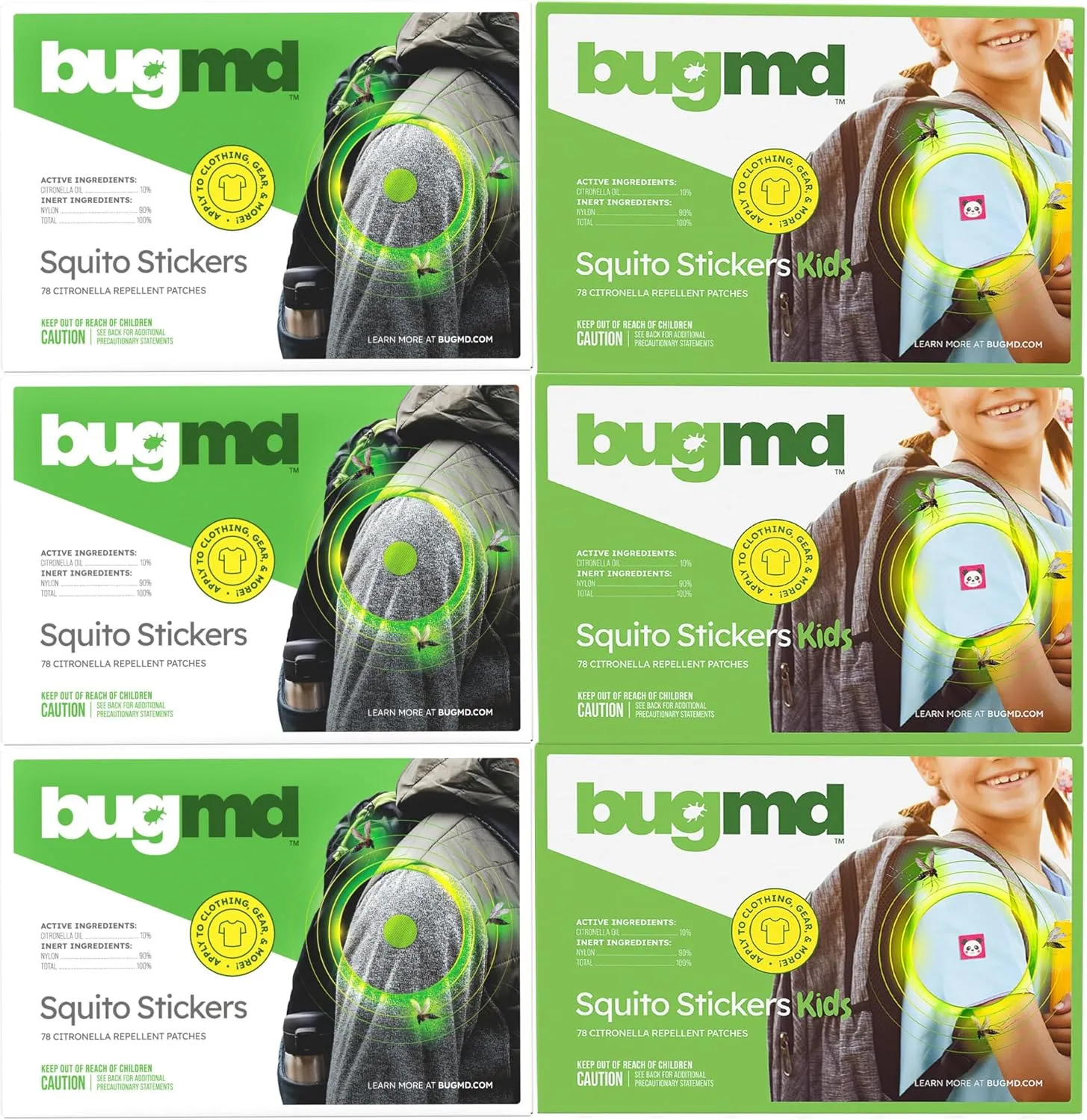 BugMD Squito Stickers Mosquito Repellent Patch Stickers Kids (234 Stickers, Pack of 3) and Squito Stickers Mosquito Repellent Patch Stickers Adults (234 Stickers, Pack of 3) - Mosquito Patches Bundle