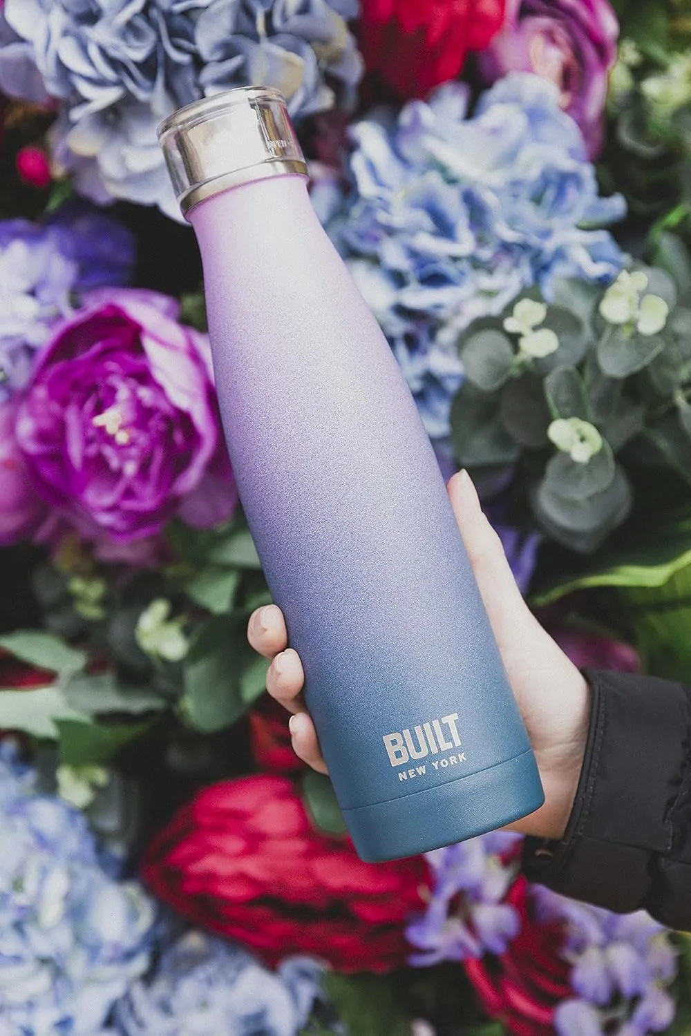 Built Perfect Seal Leakproof Insulated Water Bottle/Thermal Flask, Stainless Steel, 480 ml, Pink/Blue Ombre